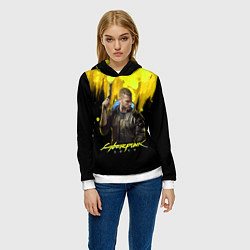Толстовка-худи женская Cyberpunk 2077, цвет: 3D-белый — фото 2