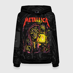 Толстовка-худи женская Metallica скеленон со свечкой, цвет: 3D-черный