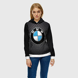 Толстовка-худи женская BMW РЕДАЧ, цвет: 3D-белый — фото 2
