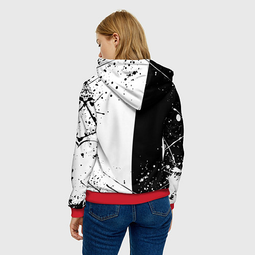 Женская толстовка ЧЁРНЫЙ КЛЕВЕР / 3D-Красный – фото 4