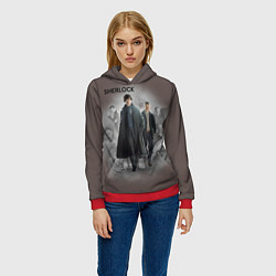 Толстовка-худи женская Sherlock, цвет: 3D-красный — фото 2
