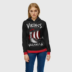 Толстовка-худи женская Vikings Valhalla, цвет: 3D-красный — фото 2