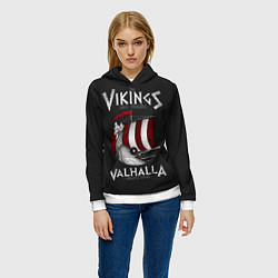 Толстовка-худи женская Vikings Valhalla, цвет: 3D-белый — фото 2