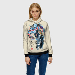 Толстовка-худи женская Приключения ДжоДжо, цвет: 3D-черный — фото 2