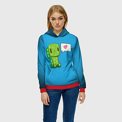 Толстовка-худи женская MINECRAFT, цвет: 3D-красный — фото 2