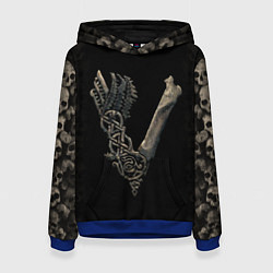 Толстовка-худи женская Vikings bones logo, цвет: 3D-синий
