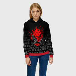 Толстовка-худи женская CYBERPUNK 2077 KEANU REEVES, цвет: 3D-красный — фото 2