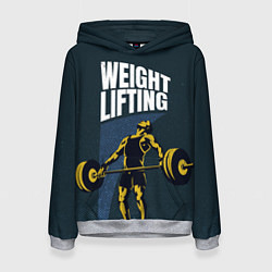 Толстовка-худи женская Wheight lifting, цвет: 3D-меланж
