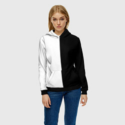 Толстовка-худи женская ПРОСТО ЧЁРНО-БЕЛЫЙ, цвет: 3D-черный — фото 2