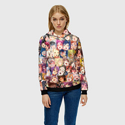 Толстовка-худи женская Ахегао, цвет: 3D-черный — фото 2