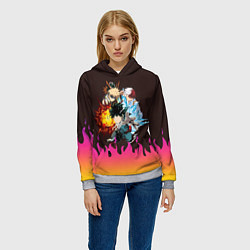 Толстовка-худи женская MY HERO ACADEMIA разноцветное пламя, цвет: 3D-меланж — фото 2