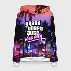 Толстовка-худи женская Grand Theft Auto Vice City, цвет: 3D-белый