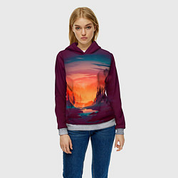 Толстовка-худи женская Minimal forest sunset, цвет: 3D-меланж — фото 2