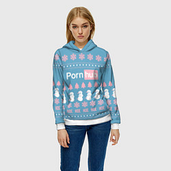 Толстовка-худи женская Pornhub - christmas sweater, цвет: 3D-белый — фото 2