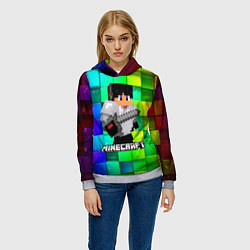 Толстовка-худи женская Minecraft Майнкрафт, цвет: 3D-меланж — фото 2