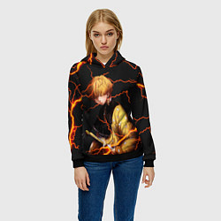 Толстовка-худи женская KIMETSU NO YAIBA, цвет: 3D-черный — фото 2