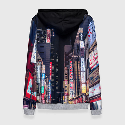 Женская толстовка Ночной Токио / 3D-Меланж – фото 2