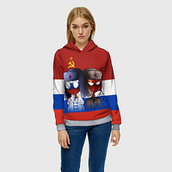 Толстовка-худи женская СССР - Россия, цвет: 3D-меланж — фото 2