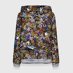 Толстовка-худи женская FNaF стикербомбинг, цвет: 3D-меланж