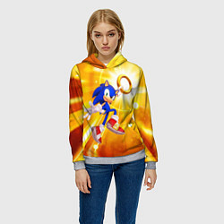 Толстовка-худи женская Sonic, цвет: 3D-меланж — фото 2