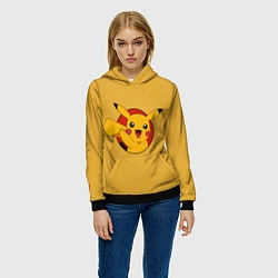 Толстовка-худи женская Pikachu, цвет: 3D-черный — фото 2
