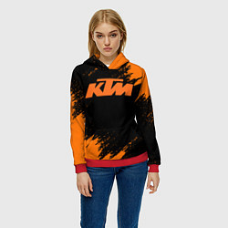 Толстовка-худи женская KTM, цвет: 3D-красный — фото 2