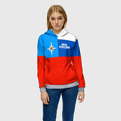 Толстовка-худи женская Флаг МЧС России, цвет: 3D-меланж — фото 2