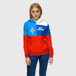 Толстовка-худи женская Флаг МЧС России, цвет: 3D-красный — фото 2