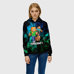 Толстовка-худи женская Minecraft Майнкрафт, цвет: 3D-черный — фото 2