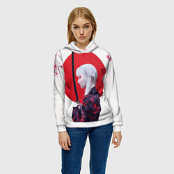 Толстовка-худи женская Самурай, цвет: 3D-белый — фото 2
