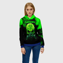 Толстовка-худи женская Пандемия, цвет: 3D-синий — фото 2
