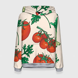 Толстовка-худи женская Летние овощи, цвет: 3D-меланж