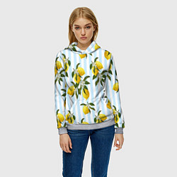 Толстовка-худи женская Лимоны, цвет: 3D-меланж — фото 2