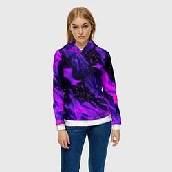 Толстовка-худи женская ФИОЛЕТОВЫЙ ОГОНЬ, цвет: 3D-белый — фото 2