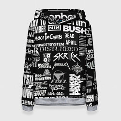 Толстовка-худи женская Рок группы, цвет: 3D-меланж