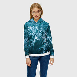 Толстовка-худи женская Водная гладь, цвет: 3D-белый — фото 2