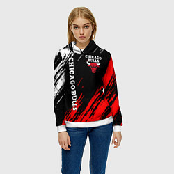 Толстовка-худи женская CHICAGO BULLS, цвет: 3D-белый — фото 2