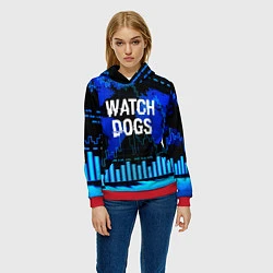 Толстовка-худи женская Watch Dogs, цвет: 3D-красный — фото 2