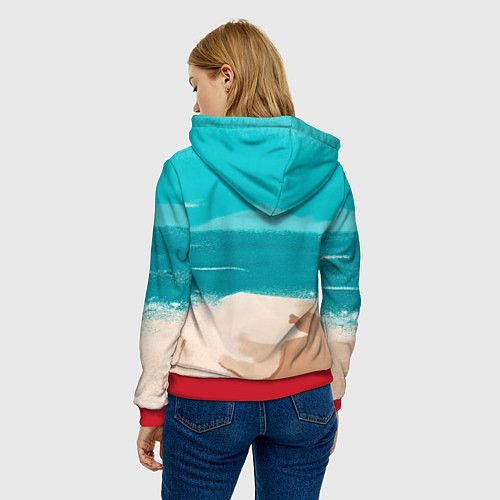 Женская толстовка Медвежонок серфер / 3D-Красный – фото 4