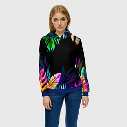 Толстовка-худи женская Тропическая Ночь, цвет: 3D-синий — фото 2