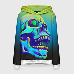 Толстовка-худи женская Neon skull, цвет: 3D-белый