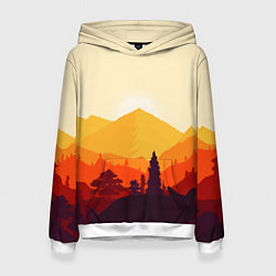 Толстовка-худи женская Горы закат пейзаж лиса арт, цвет: 3D-белый
