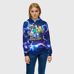 Толстовка-худи женская MINECRAFT МАЙНКРАФТ, цвет: 3D-синий — фото 2