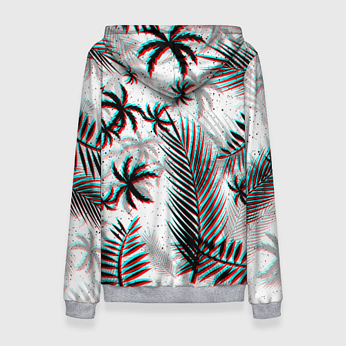 Женская толстовка ПАЛЬМЫ TROPICAL GLITCH / 3D-Меланж – фото 2