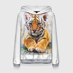 Толстовка-худи женская Tiger Art, цвет: 3D-меланж