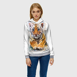 Толстовка-худи женская Tiger Art, цвет: 3D-меланж — фото 2