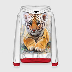 Толстовка-худи женская Tiger Art, цвет: 3D-красный