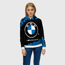 Толстовка-худи женская BMW БМВ, цвет: 3D-белый — фото 2