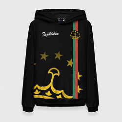 Толстовка-худи женская Таджикистан - серб страны, цвет: 3D-черный
