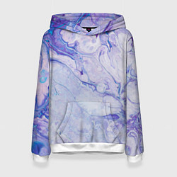 Толстовка-худи женская Разводы сиреневой краской, цвет: 3D-белый